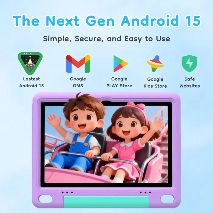 SHARECLOUD 10 inch Kids Tablet, Android Tablet for Kids, 24GB RAM 64GB ROM, 1TB Expandable, with EVA Case, Parental Control, 6600mAh Battery, Dual Camera, BT5.4, WiFi 6, Gift (Purple) - Image 7