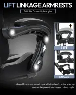 Gaming Chair with Footrest, Ergonomic 330lbs Leather Mesh Chair, Massage Lumbar Support, Adjustable Height & Headrest Pillow, Breathable Seat for Office, Home, Streaming, Long Gaming Sessions, Onyx - Image 2