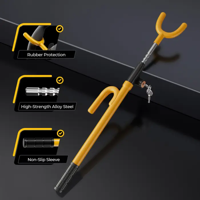 SURDOCA Upgraded Car Steering Wheel Lock Anti-Theft Device, Steering Wheel Locks for Car SUV, Easy Installation, Rubber Protection, Extendable Universal Security Device - Image 2