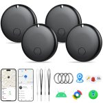 2025 Air Tracker Tags-4 Pack Item Locator for Android & iOS Bluetooth Tracker,Key Finders,Smart Tags Work with Apple Find My & Google's Find Hub (Black, for Android & iOS for iOS (4 Pack)