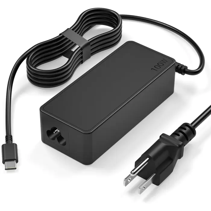 71PCEbT4P0L 100W USB-C Power Adapter Fast Charger, Compatible with MacBook Pro/Air 16, 15, 14, 13 Inch, iPad Pro, Dell, Lenovo, HP, Asus - Universal USB-C Charger - Image 1