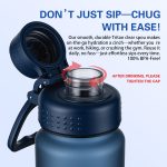 OLDLEY 32oz Frosted Clear Water Bottle, BPA-Free Tritan Plastic Reusable Water Bottle with Fast-Flow Spout Lid, Wide Mouth Leakproof Sports Drinking Bottle for Gym, School,Travel,Midnight Blue - Image 6