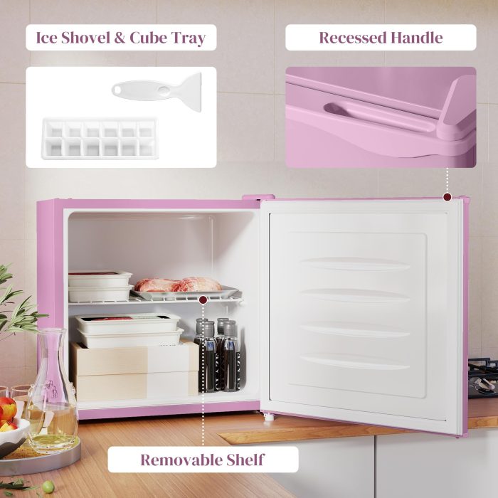 HOMCOM Mini Freezer Countertop, 1.1 Cu.Ft Compact Upright Freezer with Removable Shelves, Reversible Door for Home, Dorm, Apartment and Office, Pink - Image 5
