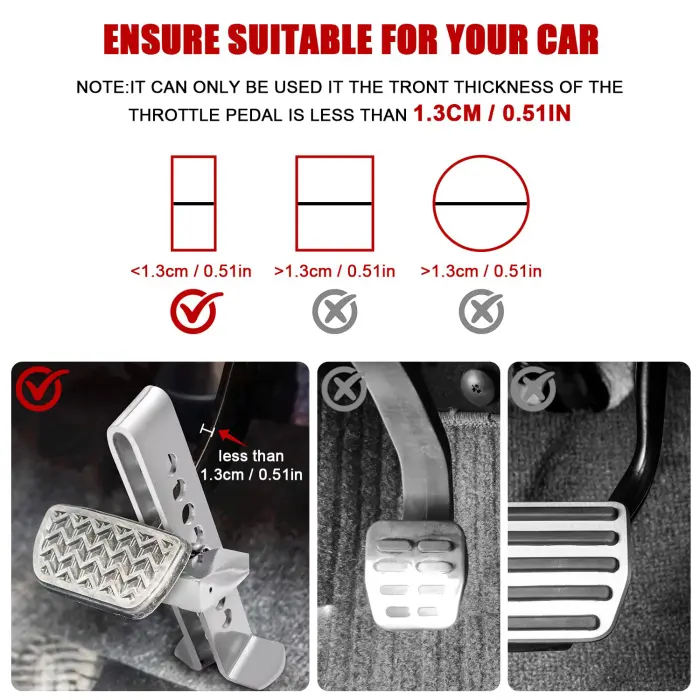 Auto Anti-Theft Car Brake Clutch Lock Safety Tool，Stainless Steel Auto Car Clutch Brake Security Protection Tool,Throttle Pedal Lock with 3 Keys - Image 5