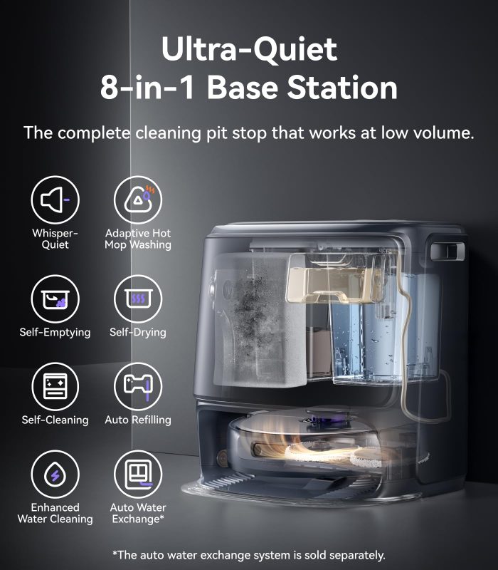 NARWAL Freo Z10 Ultra Robot Vacuum and Mop Combo, Dual RGB Cameras and Chips, AI Avoidance, 8N Corner to Edge Deep Cleaning, Dry-Wet Separation, 18000Pa, Hot Water Wash & Self-Emptying, Gray (Renewed) - Image 5