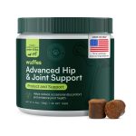 Wuffes Advanced Dog Hip and Joint Supplement with Glucosamine, Chondroitin, Omega 3, MSM, and Green Lipped Mussel, 60 Pork Flavored Chews for Small and Medium Dog Breeds
