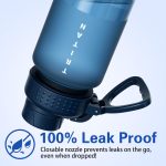 OLDLEY 32oz Frosted Clear Water Bottle, BPA-Free Tritan Plastic Reusable Water Bottle with Fast-Flow Spout Lid, Wide Mouth Leakproof Sports Drinking Bottle for Gym, School,Travel,Midnight Blue - Image 2