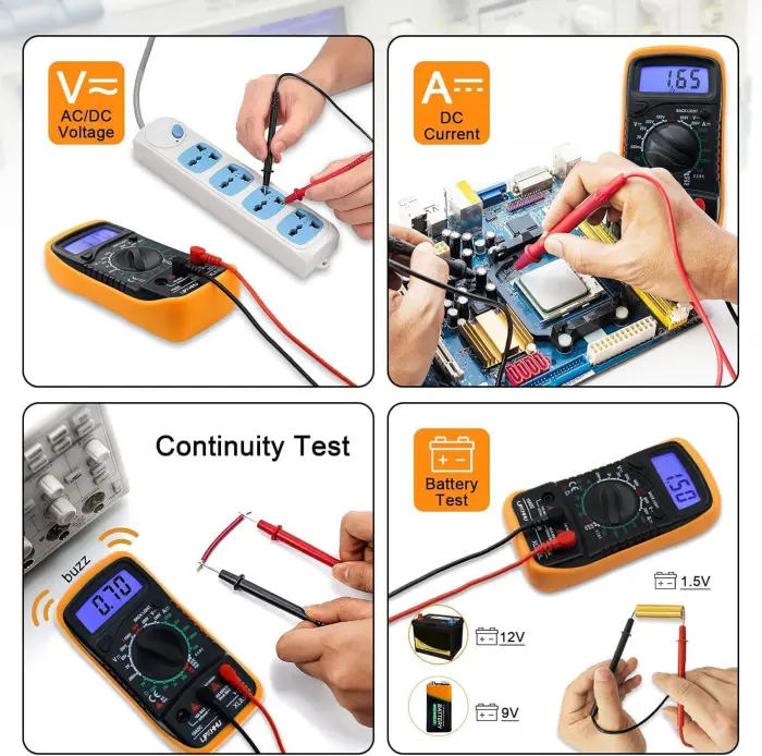 Digital Multimeter Voltmeter Battery Voltage Multi Tester Continuity Ohm Volt Amp DC AC Current Resistance Diodes 2000 Counts Electrical Test Meter with Leads Backlight LCD Display - Image 5