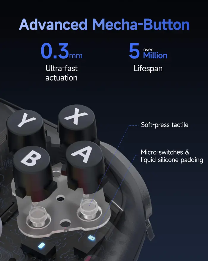 EasySMX S10 Switch 2 Controller-One Key Wake-up, Switch 2 Pro Controller with 6 Axis Gyro, NFC Function, TMR Anti-Drift Joystick, HD Rumble, Swappable D-Pad & Faceplate-black - Image 7