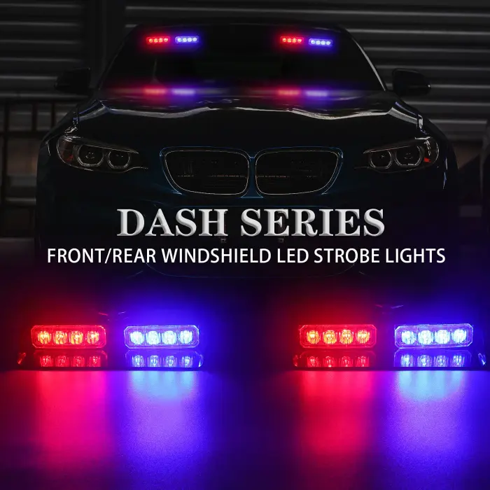 XRIDONSEN 2 in1 Dash Emergency Strobe Lights Interior Windshield Red Blue Warning Safety Flashing Police Lights Law Enforcement w/Suction Cups for Volunteer Vehicles, Trucks (2×7.16 inch, 16 LED) - Image 7