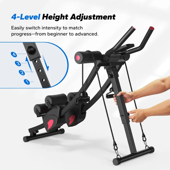 MERACH Ab Machine, Adjustable Ab Trainer Machine, AB Workout Equipment for Home Gym, Independent Dual Tracks for Mountain Climber, Foldable for Home Exercise, Load Capacity 440 LBS (Black) - Image 4