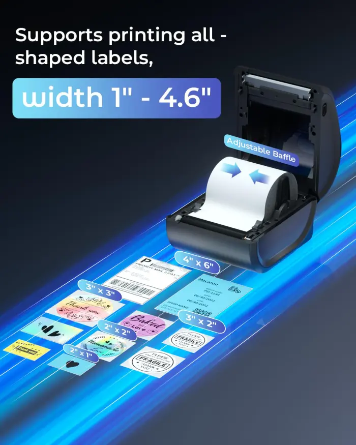 Phomemo Ethernet Thermal Label Printer 4x6, Bluetooth Shipping label printer for Small Business, Home, Office, 300DPI Wireless Thermal Printers Support Ethernet/Bluetooth/USB, Amazon, Ebay, Etsy, USPS - Image 3