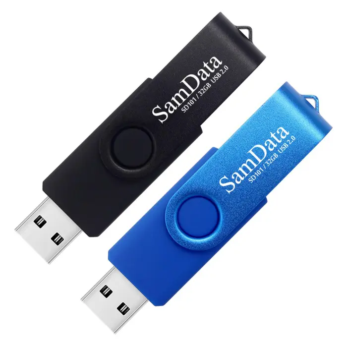 SamData 32GB USB Flash Drives 2 Pack 32GB Thumb Drives Memory Stick Jump Drive with LED Light for Storage and Backup (2 Colors: Black Blue) - Image 1