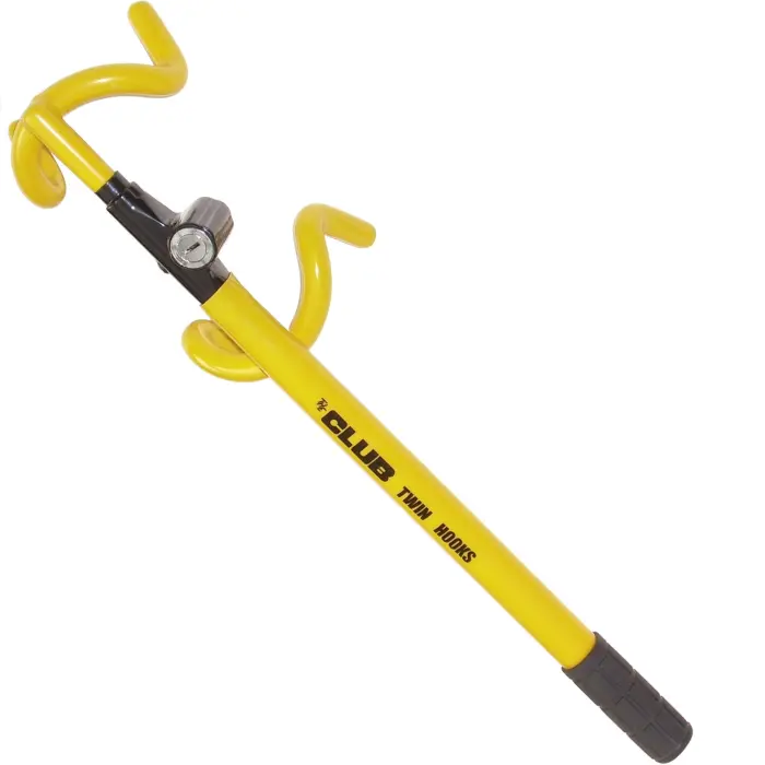 71UbK72XZeL Winner International The Club 3000 Twin Hooks Steering Wheel Lock, Yellow - Image 1