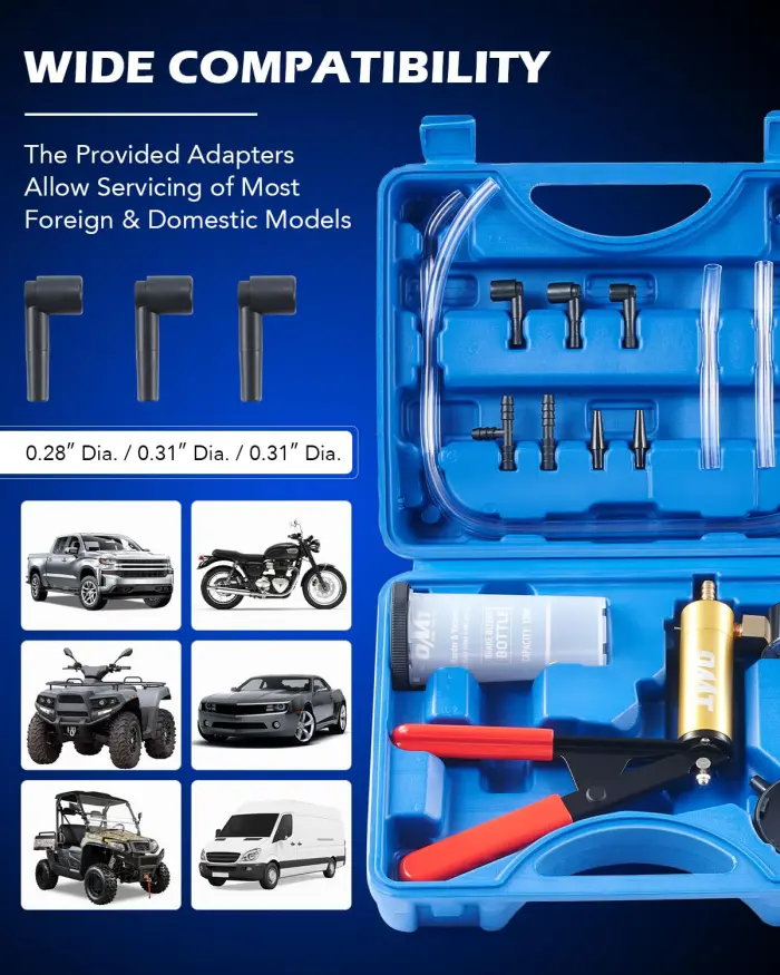 Orion Motor Tech Brake Bleeder Kit with Hand Vacuum Pump and Adapters, Brake Bleeding Kit for Brake Fluid Power Steering Fluid More, Vacuum Brake Bleeder Pump with Pressure Gauge - Image 5