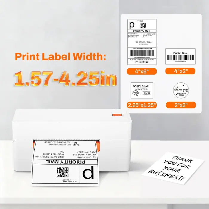 Perfetonair Bluetooth Thermal Shipping Label Printer, 4x6 Portable Wireless Thermal Address Label Printer for Small Business, Compatible with iPhone Android Windows, Used for Ebay Shopify USPS, White - Image 5