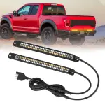 Nilight Truck Tailgate Light Strip 7 Inch Aluminum Frame Double Row 60 LED Red Running Brake Amber Sequential Turn Signals Strobe Lights Bar for Trailer Hitch Cargo Carrier Luggage Rack