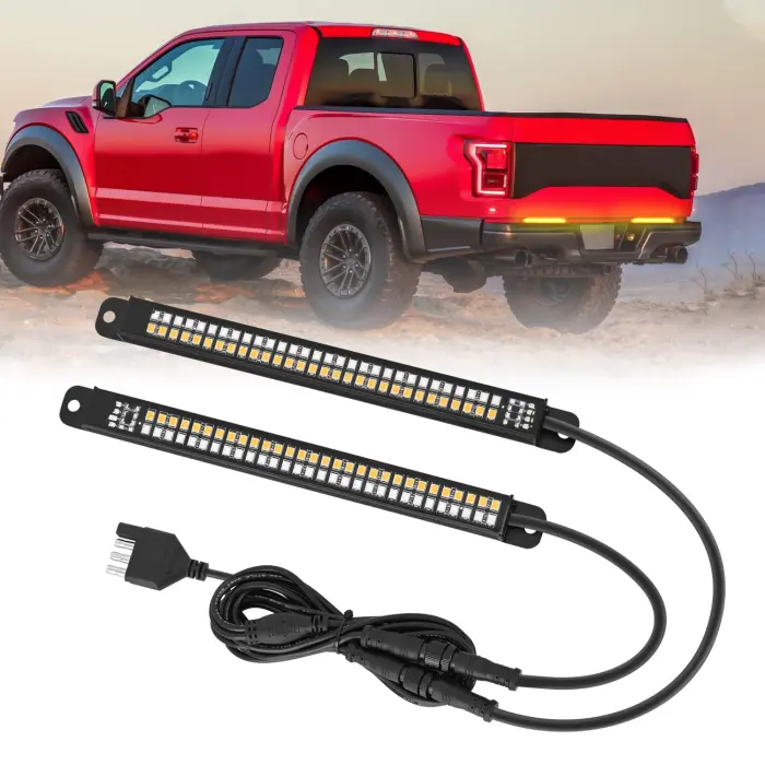 71V2FN19OWL Nilight Truck Tailgate Light Strip 7 Inch Aluminum Frame Double Row 60 LED Red Running Brake Amber Sequential Turn Signals Strobe Lights Bar for Trailer Hitch Cargo Carrier Luggage Rack - Image 1