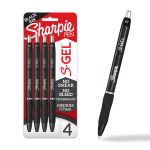 Sharpie S-Gel Pens, Medium Point (0.7mm), Black Ink, 4 Count - Ideal for Writing, Journaling, Drawing, Coloring, Note-Taking, College Supplies