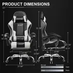 GTPLAYER Gaming Chair, Computer Chair with Footrest and Lumbar Support, Height Adjustable Game Chair with 360°-Swivel Seat and Headrest and for Office or Gaming (Snow White) - Image 7