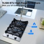 Eascookchef 2 Burner Gas Cooktop, 12 inch LPG/NG Dual Fuel Built-in Gas Stove Top, Black Tempered Glass Stove, Propane Cooktop for Apartment, Outdoor, RV, With Thermocouple Protection - Image 8