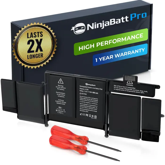 NinjaBatt Battery A1502 A1582 for Apple MacBook Pro Retina 13” A1493 [Early 2015, Mid 2014, Late 2013] - High Performance [75Wh/11.42V] - Image 1