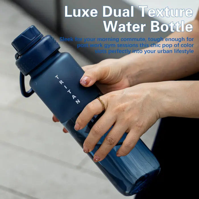 OLDLEY 32oz Frosted Clear Water Bottle, BPA-Free Tritan Plastic Reusable Water Bottle with Fast-Flow Spout Lid, Wide Mouth Leakproof Sports Drinking Bottle for Gym, School,Travel,Midnight Blue - Image 5