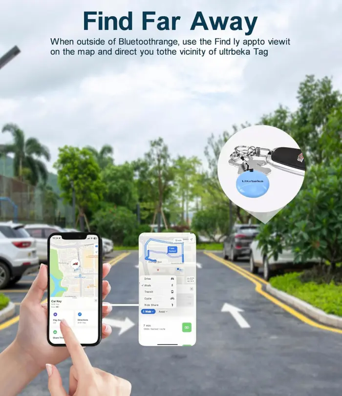 Ultrbeka Air Tag-4 Pack Bluetooth Item Finder for iPhone – MFi Certified Smart Tracker Compatible with Apple Find My, Replaceable Battery, IP67 Waterproof Key Finder for Keys, Wallet, Luggage - Image 3