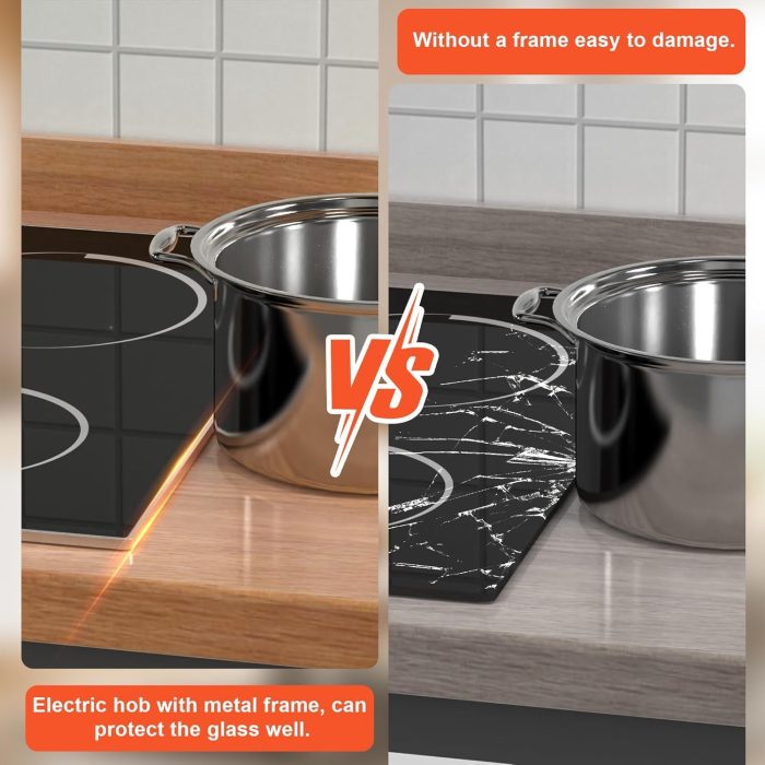 Jessier 30 Inch Electric Cooktop - 30 Inches Electric Stove 8400W, 5 Burner Ceramic Stovetop Built-in(29.13"x19.3") with Metal Frame, 99 Mins Timer, Safety Lock, Dual Ring, 220V Hard Wired (No Plug) - Image 3