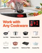 VEVOR Built in Electric Stove Top, 30 inch 5 Burners Ceramic Cooktop, 240V Glass Radiant Cooktop with Sensor Touch Control, Timer & Child Lock Included, 9 Power Levels for Simmer Steam Slow Cook Fry - Image 5