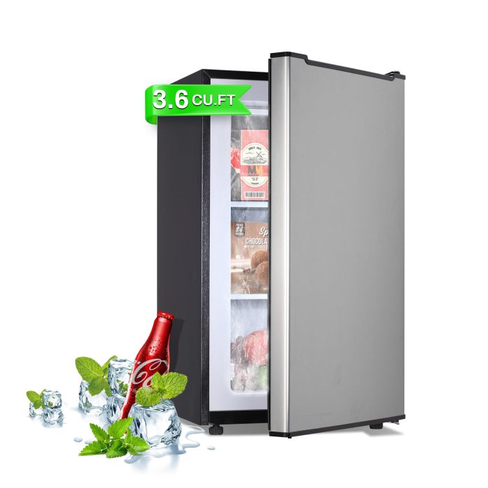 Maine Upright Freezer 3.6 Cu.Ft Mini Freezer with Reversible Stainless Steel Door Freestanding Compact Freezer with 3 Adjustable Thermostat, Small Freezer for Apartment Dorm (Silver) - Image 1
