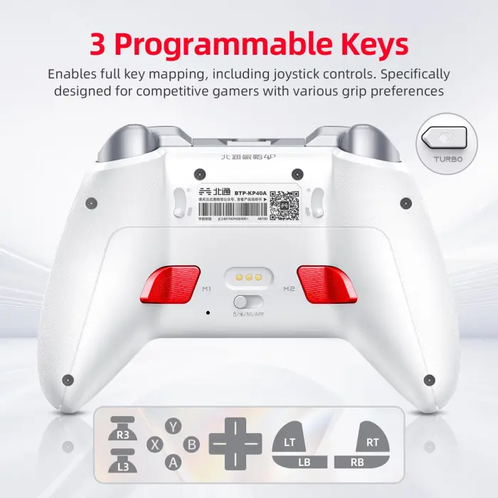 BEITONG KP40 Wireless Controller Ajustable TMR Joystick, Dual TMR Triggers, Optical Buttons for PC, Switch/Switch 2, Android, Steam, Bluetooth Gamepad with 1000Hz Polling Rate, 6 Axis, Turbo Control - Image 3