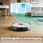 AIRROBO T30+ Robot Vacuum and Mop, 75-Day Self-Emptying, 6000PA Suction, Active Intelligent Obstacle Avoidance, Tangle-Free Brush, Carpet Avoidance, LiDAR Navigation, Smart Mapping, White - Image 4
