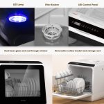 NOVETE Portable Countertop Dishwashers, Compact Dishwashers with 5L Built-in Water Tank & Inlet Hose, 5 Washing Programs, Baby Care, Air-Dry Function and LED Light for Small Apartments - Image 3