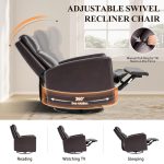 MALOL Leather Recliner Chair for Adults, Swivel Rocker Recliner for Small Spaces, Wide Glider Rocking Nursery Chair with Ergonomic High Backrest, for Home Living Room, Office, Bedroom（Chocolate Brown） - Image 4