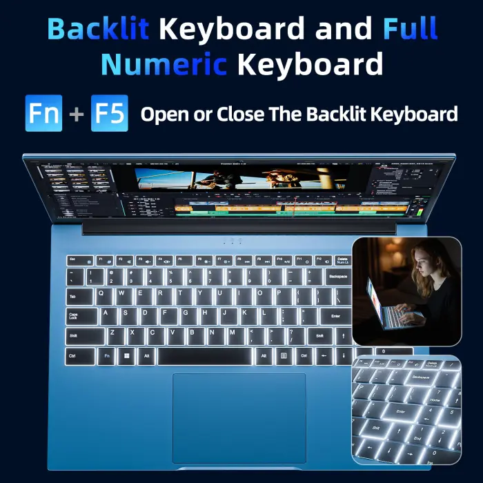 SGIN 15.6 Inch Laptop Computer, Win 11 Laptops with 16GB RAM 1024GB SSD, Core i3 CPU(Up to 3.9GHz), Backlit Keyboard, 53.2WH Battery, WiFi 6, IPS FHD Display, 180° Viewing, HDMI, Type-C - Image 6