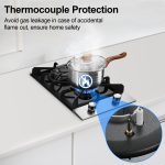 Eascookchef 2 Burner Gas Cooktop, 12 inch LPG/NG Dual Fuel Built-in Gas Stove Top, Black Tempered Glass Stove, Propane Cooktop for Apartment, Outdoor, RV, With Thermocouple Protection - Image 6