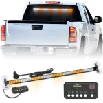 XRIDONSEN 35 inch Traffic Advisor Light Bar 144 LED Amber White Emergency Warning Flashing Safety Interior Windshield strobe lights w/Directional Arrow for Construction Vehicles Snow plow Trucks