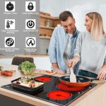 Karinear 4 Burners Electric Cooktop 24 Inch, 220-240v Built-in Electric Ceramic Cooktop with Glass Protection Metal Frame, Expandable Burners, Slider-Touch Control, Multi-function Elecric Stovetop - Image 7