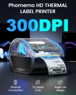 Phomemo Ethernet Thermal Label Printer 4x6, Bluetooth Shipping label printer for Small Business, Home, Office, 300DPI Wireless Thermal Printers Support Ethernet/Bluetooth/USB, Amazon, Ebay, Etsy, USPS - Image 9