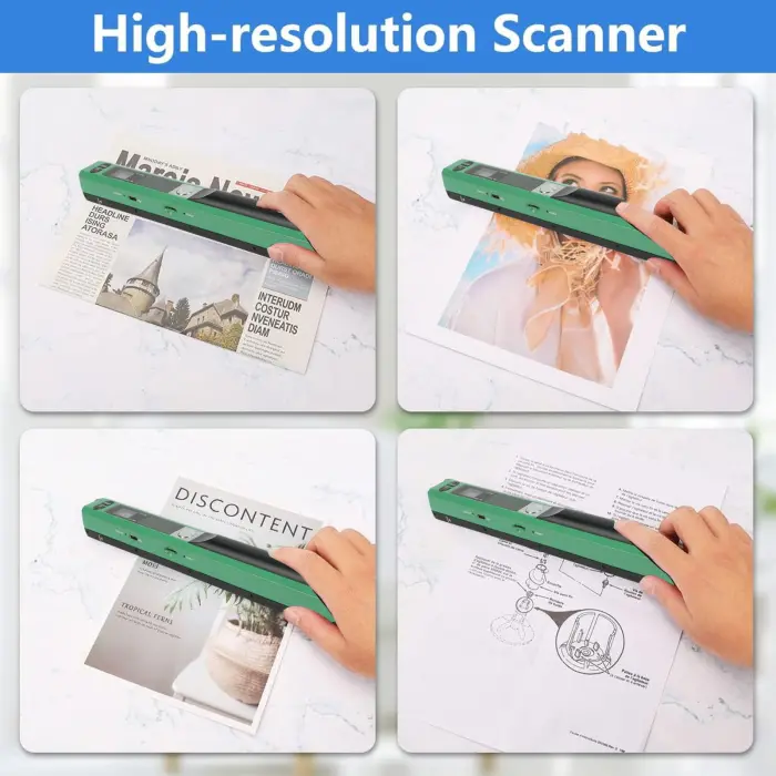 Ymiko A4 Document Scanner Portable High Resolution 900 DPI Multifunctional Handheld Image Scanner for Home Office Banking Library (Green) - Image 7