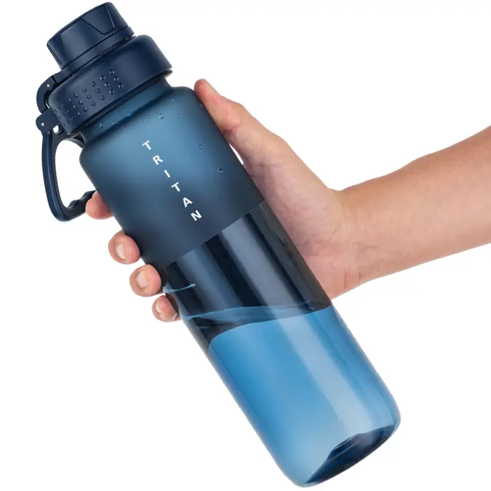 OLDLEY 32oz Frosted Clear Water Bottle, BPA-Free Tritan Plastic Reusable Water Bottle with Fast-Flow Spout Lid, Wide Mouth Leakproof Sports Drinking Bottle for Gym, School,Travel,Midnight Blue - Image 1