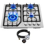 22″x20″ Built in Gas Cooktop 4 Burners Stainless Steel Stove with NG/LPG Conversion Kit Thermocouple Protection and Easy to Clean (20Wx22L)