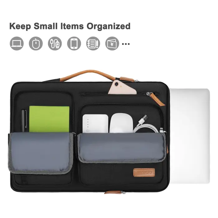 MOSISO 360 Protective Laptop Case 16 inch, 15-15.6 inch Laptop Sleeve Compatible with MacBook Pro 16, HP, Acer, Dell, Lenovo, ASUS, Side Open Carrying Case with 4 Zipper Pockets&Handle, Black - Image 7