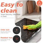 Karienvir 2 Burner Electric Cooktop 110v, 2000W Electric Stove Top Countertop & Built-in, Plug-in Electrics Cooktop 24 Inch, 8 Power Levels & 8 Functions, Touch Control, Safety Lock, Timer, Karienvir - Image 4