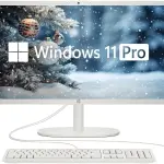HP 21.5" FHD All-in-One Desktop Computer, Dual-Core Intel Celeron, Windows 11 Pro, Snow White (Renewed) (Snow White, 8GB RAM | 512GB SSD)
