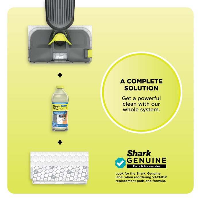 Shark VACMOP Cordless Hard Floor Cleaner, Vacuum and Spray Mop, Powerful Suction, Lightweight, LED Headlights, Includes 4 Disposable Pads, 12oz Multi-Surface Cleaning Solution, Gray, VM252 - Image 8