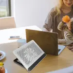 VERDANVERSE Aluminum Alloy Laptop Cooling Pad with Dual USB Ports Quiet Thin Notebook Cooler Stand for Laptops Up to Ergonomic Angles Skid-Resistant Computer Fan Support Frame in Silver - Image 6