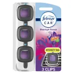 Febreze Car Air Freshener Vent Clip Gain Moonlight Breeze Scent, .07 oz. Car Vent Clip, Pack of 3 and Stay-Fresh Storage Case