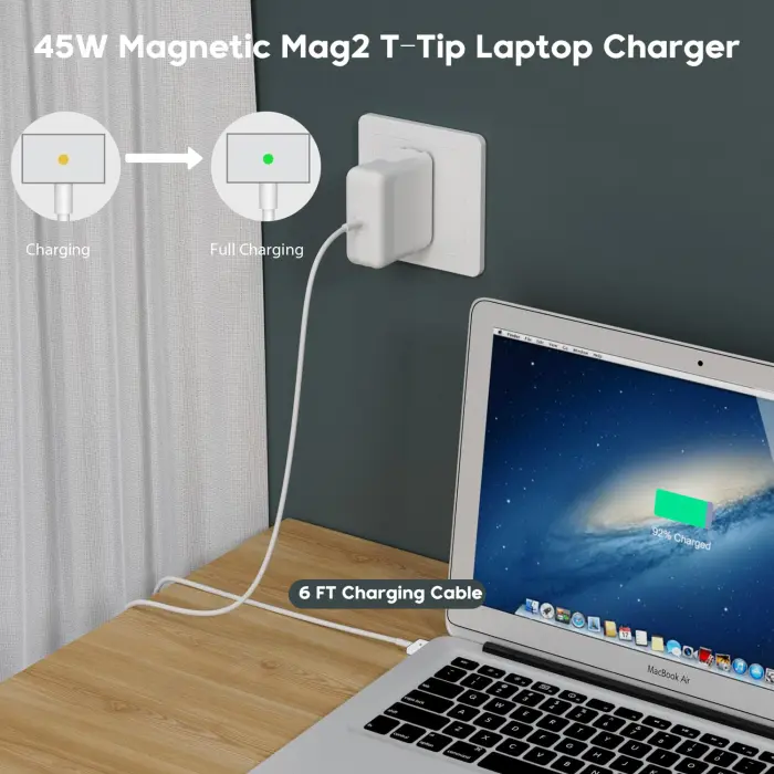45W Magnetic MacBook Air Charger, Replacement for Mag2 T-Tip Shape AC Power Adapter, Fast Laptop Charging Connector Compatible with MacBook Air 11-inch and 13-inch After Mid 2012 (Between 2012-2017) - Image 6